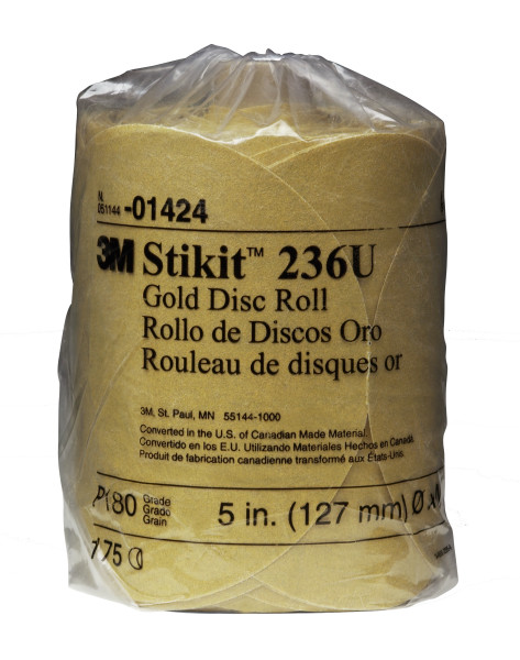 14393m 6x Nh 180a Stikit Gold Discgold Disc Roll, 014396 In, P180175 Discs Per Roll6 Rolls Per Case3M 6X Stikit Gold Disc Roll, 01439, 6 in, P180, 175 discs per roll, 6 rolls per case