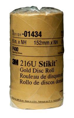 014343m Stikit Gold Disc 6" P400gold Disc Roll, 014346 In, P400175 Discs Per Roll6 Rolls Per Case3M Stikit Gold Disc Roll, 01434, 6 in, P400, 175 discs per roll, 6 rolls per case