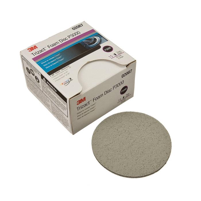 020873m Trizact Hookit Foam Disc Foam Disc, 020873in, P300015 Discs Per Carton4 Cartons Per Case3M Trizact Hookit Foam Disc,02087, 3 in, P3000, 15 discs per carton, 4 cartons per case