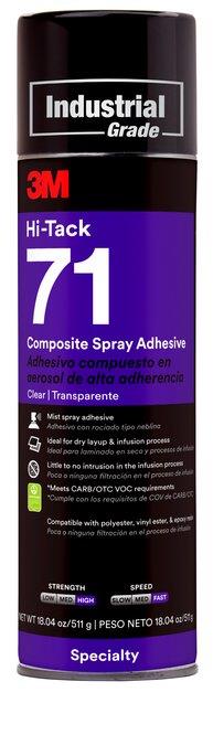 143273m 71 Spray Adhesive Clear HI-Tackcomposite Spray Adhesive24 Fl Oz Can12 Per Case3M 71 SPRAY ADHESIVE CLEAR