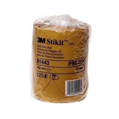 14433m 6x Nh 80a Stikit Gold Discgold Disc Roll, 014436 In, P80a125 Discs Per Roll10 Rolls Per Case3M Stikit Gold Disc Roll, 01443, 6 in, P80A, 125 discs per roll, 10 rolls per case