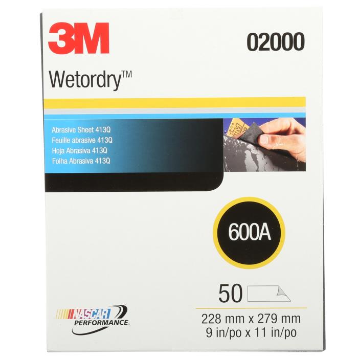 20003m 9x11 600a Grit Wet Or Dryabrasive Sheet 413q, 0200050 Sheets Per Carton5 Cartons Per Case3M 9X11 600A GRIT W/D
